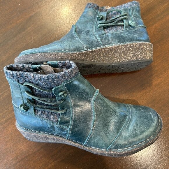 aetrex Cammie Cork Arch Support Sweater Boot: Teal W39 - Picture 5 of 6